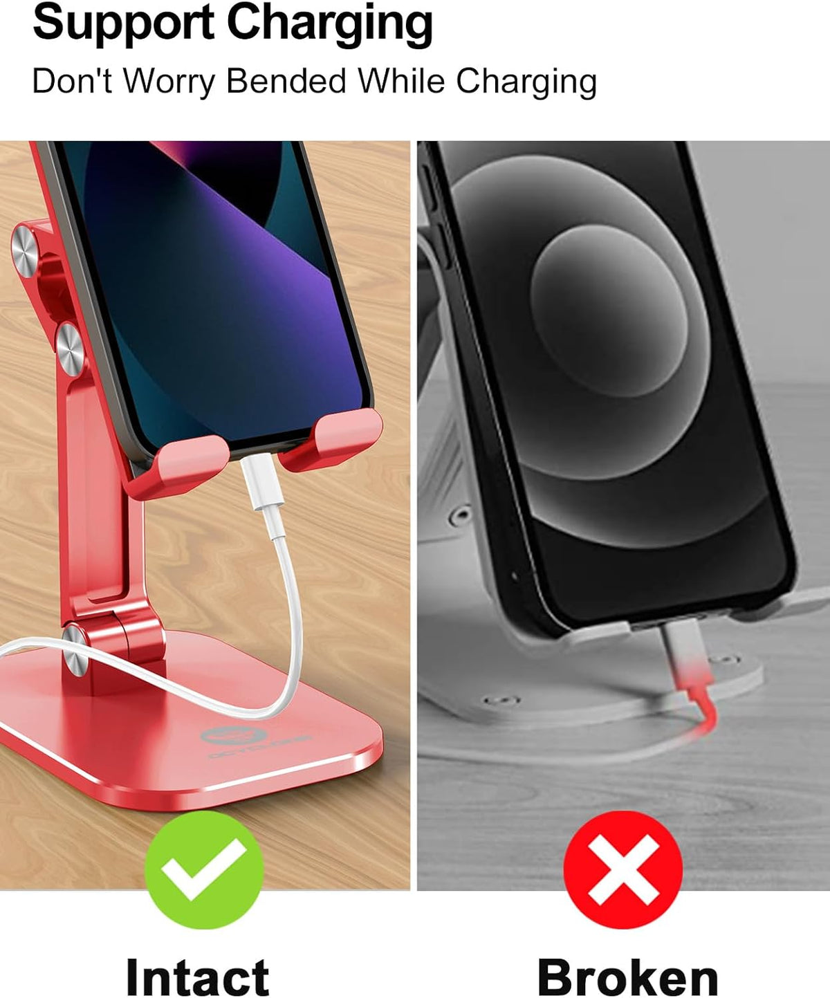 Phone Stand for Desk, Foldable Cell Phone Stand Holder, Black