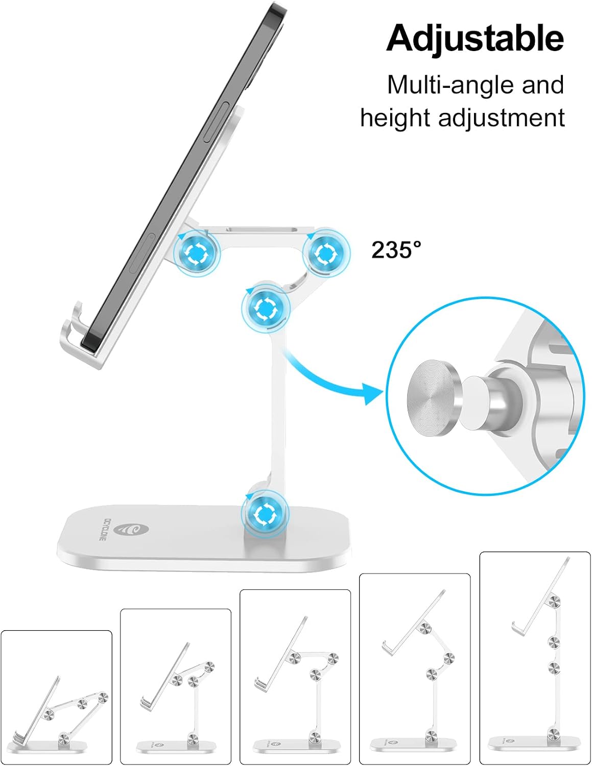 Phone Stand for Desk, Foldable Cell Phone Stand Holder, Black