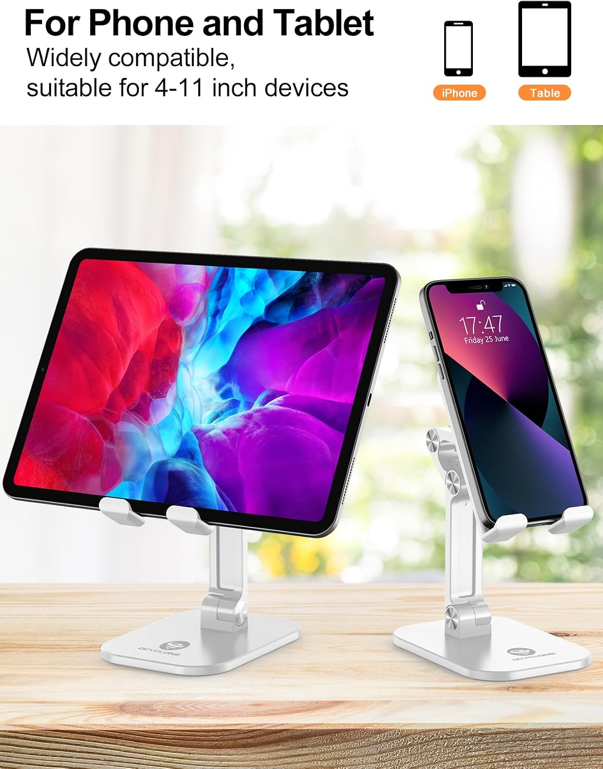 Phone Stand for Desk, Foldable Cell Phone Stand Holder, Black
