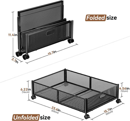 Under Bed Storage Container with wheels,Patterned,Metal,Black
