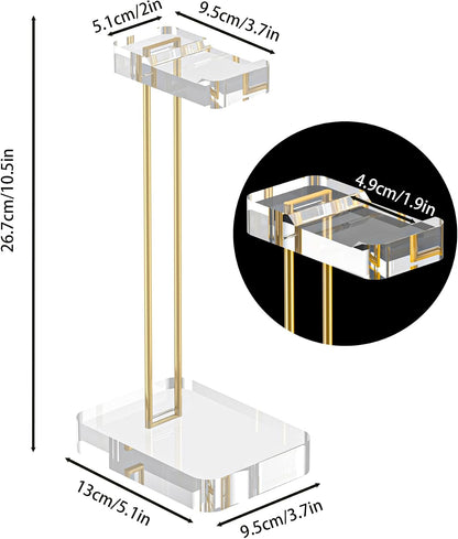 Headphone Stand Headset Holder for Desk, Solid Christal-Clear Acrylic with Gold Hardware Earphone Hanger for Gaming Room Office Accessories