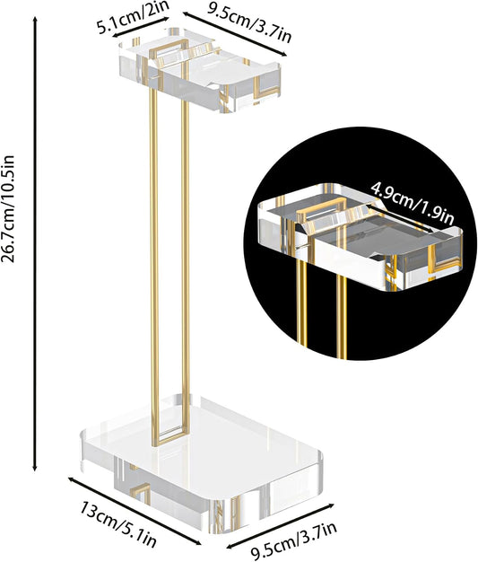 Headphone Stand Headset Holder for Desk, Solid Christal-Clear Acrylic with Gold Hardware Earphone Hanger for Gaming Room Office Accessories