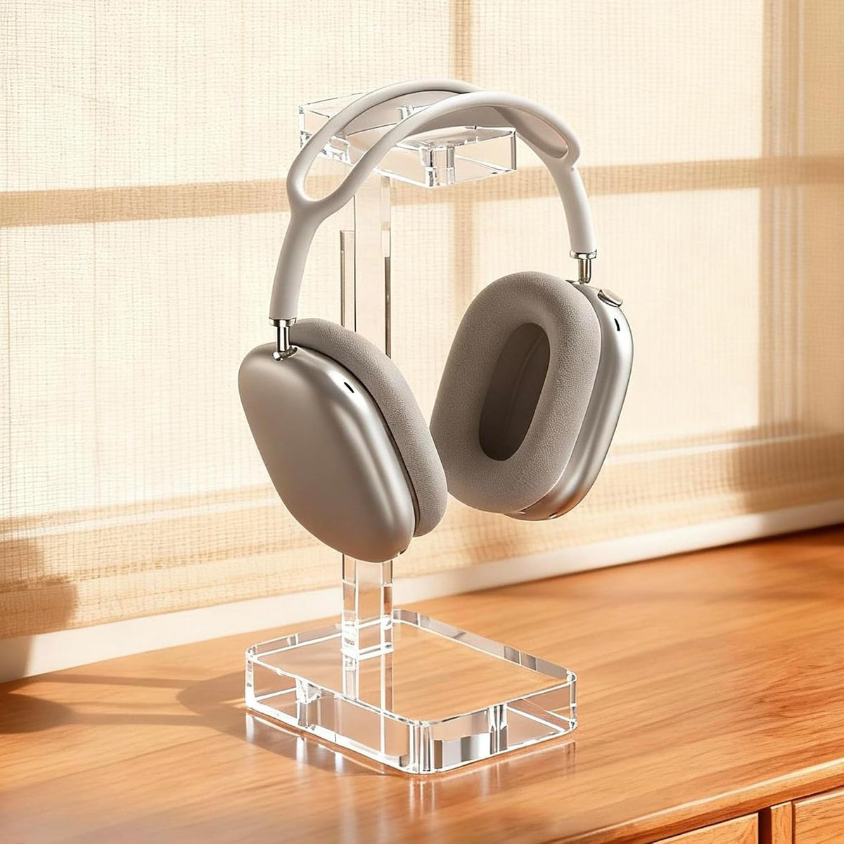 Headphone Stand Headset Holder for Desk, Solid Christal-Clear Acrylic with Gold Hardware Earphone Hanger for Gaming Room Office Accessories