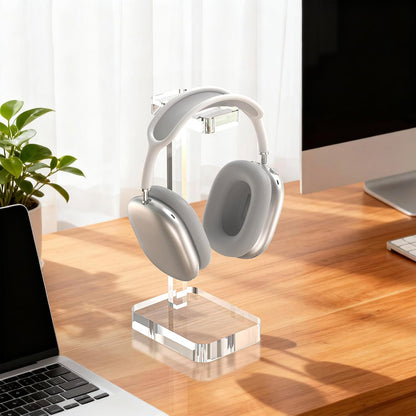 Headphone Stand Headset Holder for Desk, Solid Christal-Clear Acrylic with Gold Hardware Earphone Hanger for Gaming Room Office Accessories
