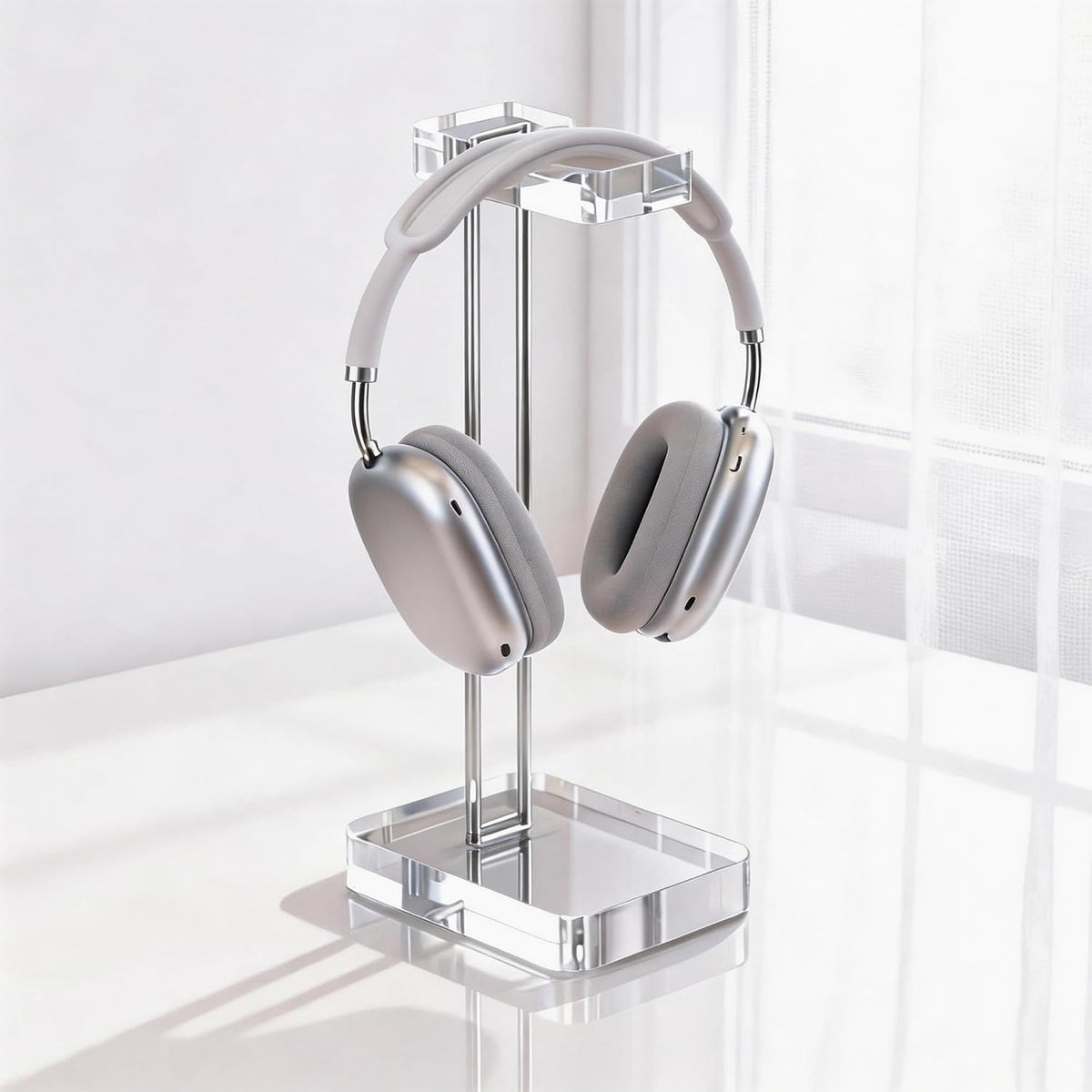 Headphone Stand Headset Holder for Desk, Solid Christal-Clear Acrylic with Gold Hardware Earphone Hanger for Gaming Room Office Accessories