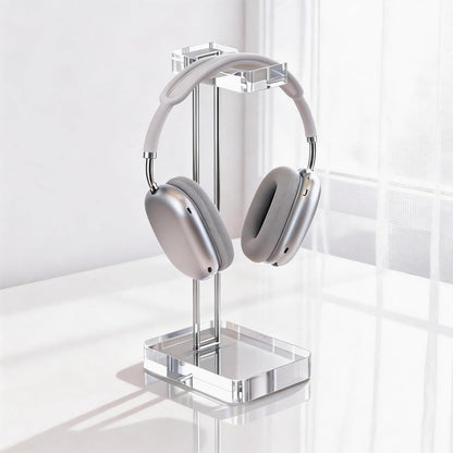 Headphone Stand Headset Holder for Desk, Solid Christal-Clear Acrylic with Gold Hardware Earphone Hanger for Gaming Room Office Accessories