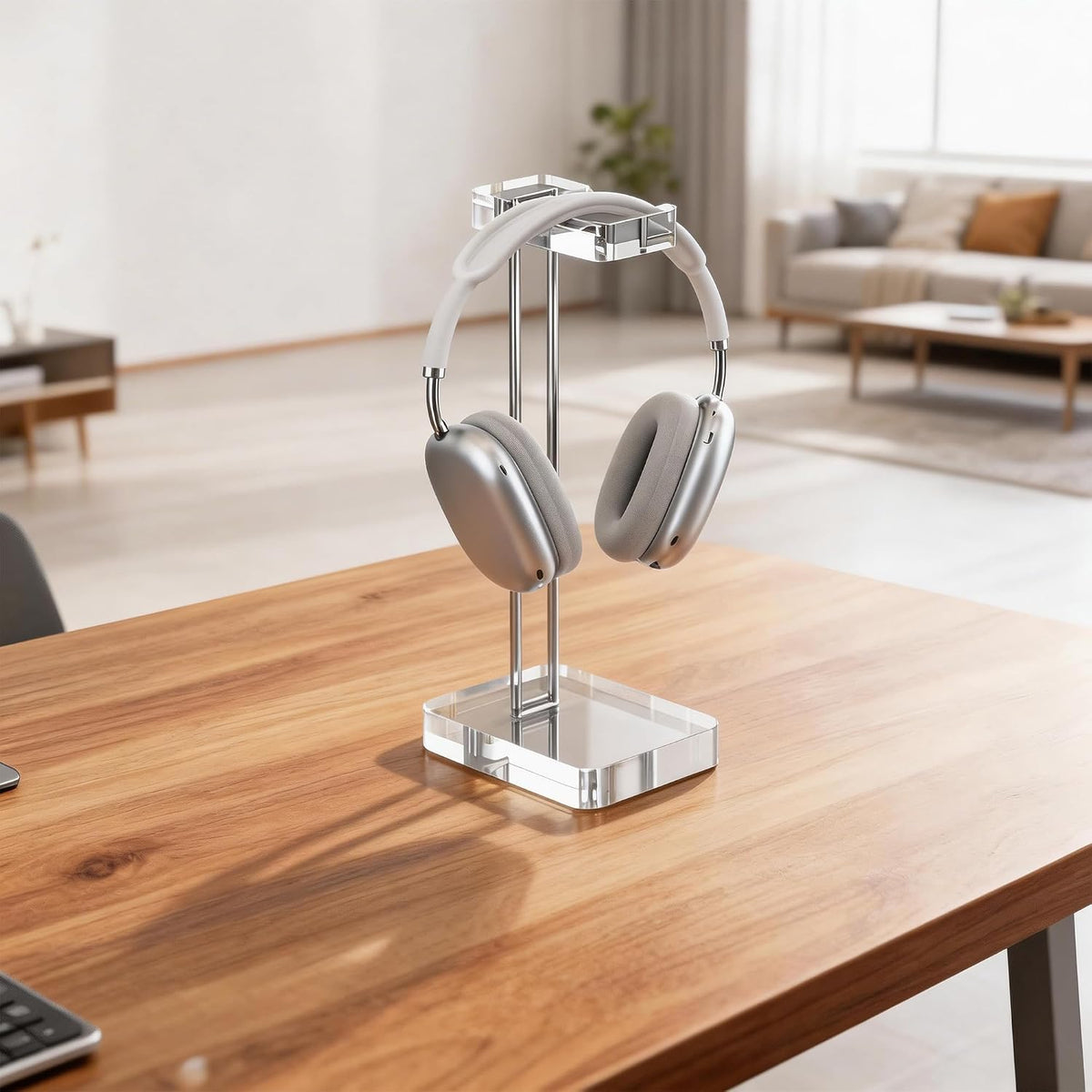 Headphone Stand Headset Holder for Desk, Solid Christal-Clear Acrylic with Gold Hardware Earphone Hanger for Gaming Room Office Accessories