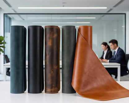 Real Leather Desk Pad Thick Double Layer Desk Mat Cognac.