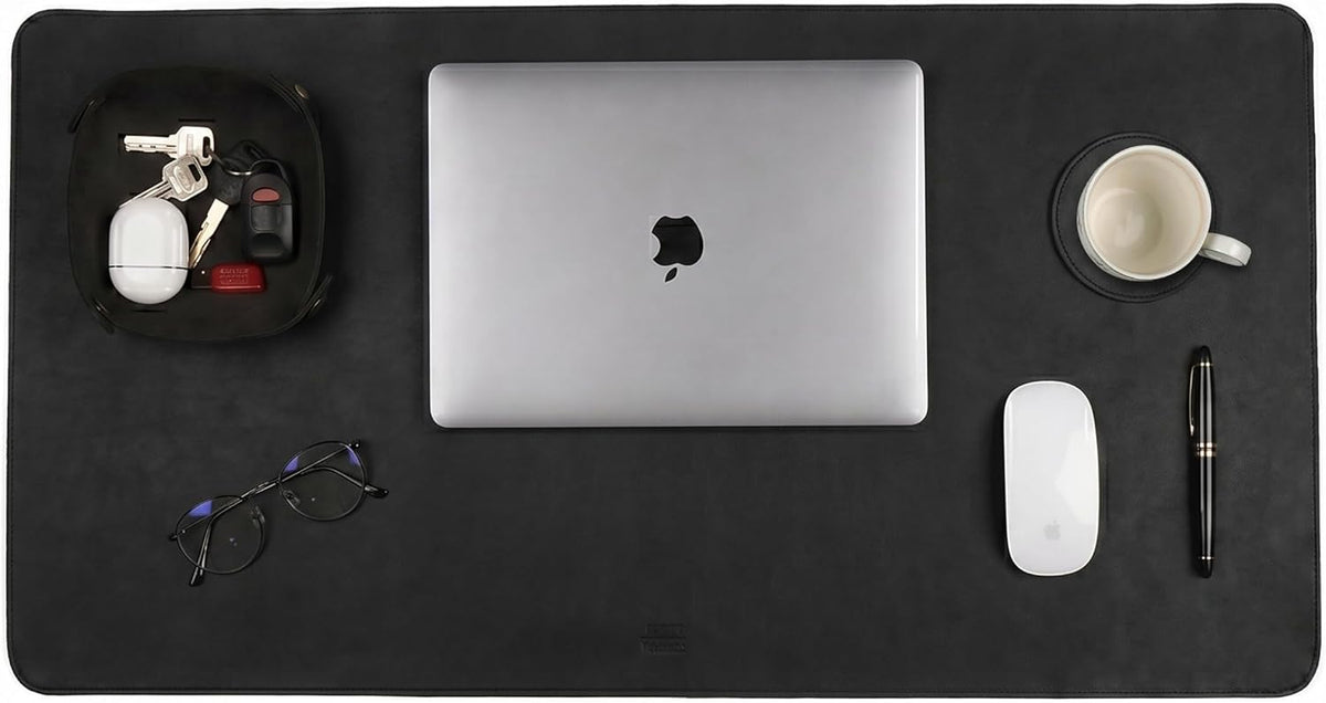 Real Leather Desk Pad Thick Double Layer Desk Mat Cognac.