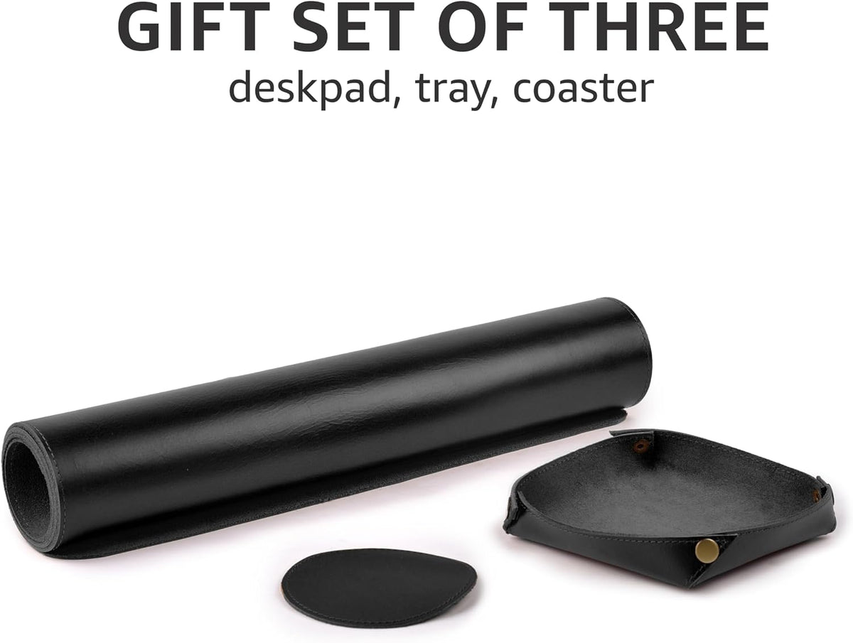 Real Leather Desk Pad Thick Double Layer Desk Mat Cognac.