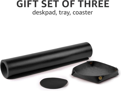 Real Leather Desk Pad Thick Double Layer Desk Mat Cognac.