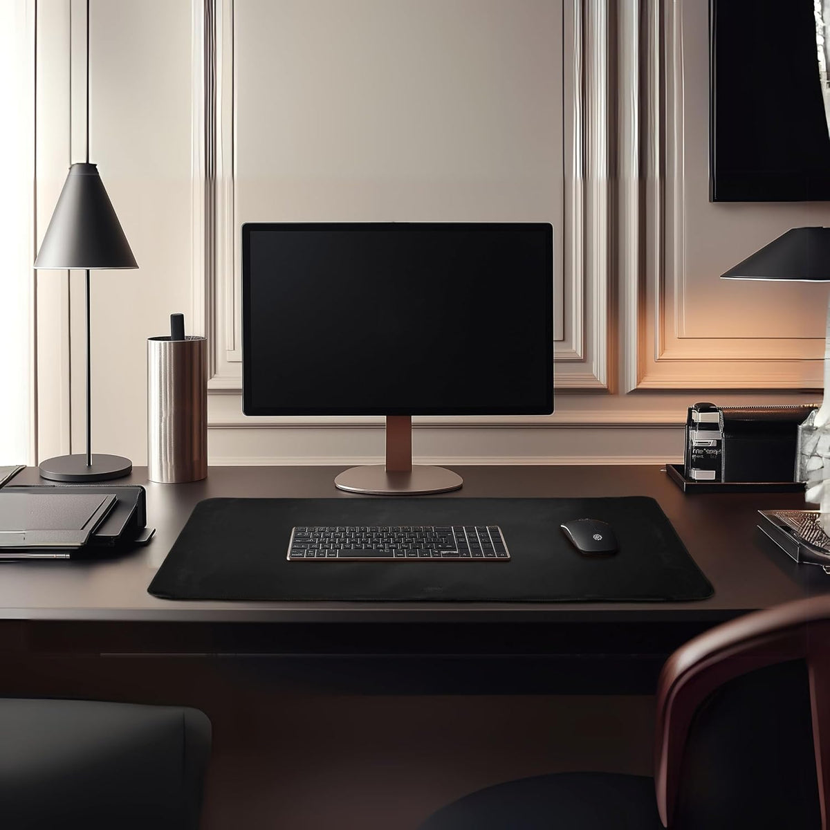 Real Leather Desk Pad Thick Double Layer Desk Mat Cognac.