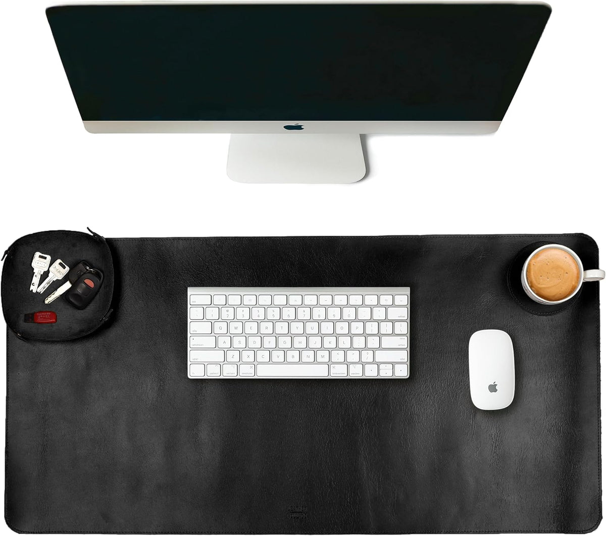 Real Leather Desk Pad Thick Double Layer Desk Mat Cognac.