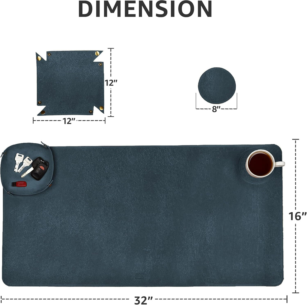 Real Leather Desk Pad Thick Double Layer Desk Mat Cognac.