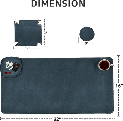 Real Leather Desk Pad Thick Double Layer Desk Mat Cognac.
