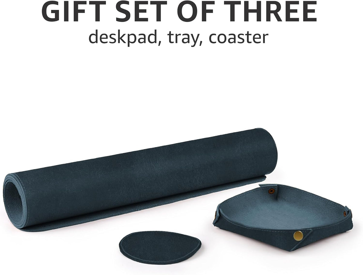 Real Leather Desk Pad Thick Double Layer Desk Mat Cognac.