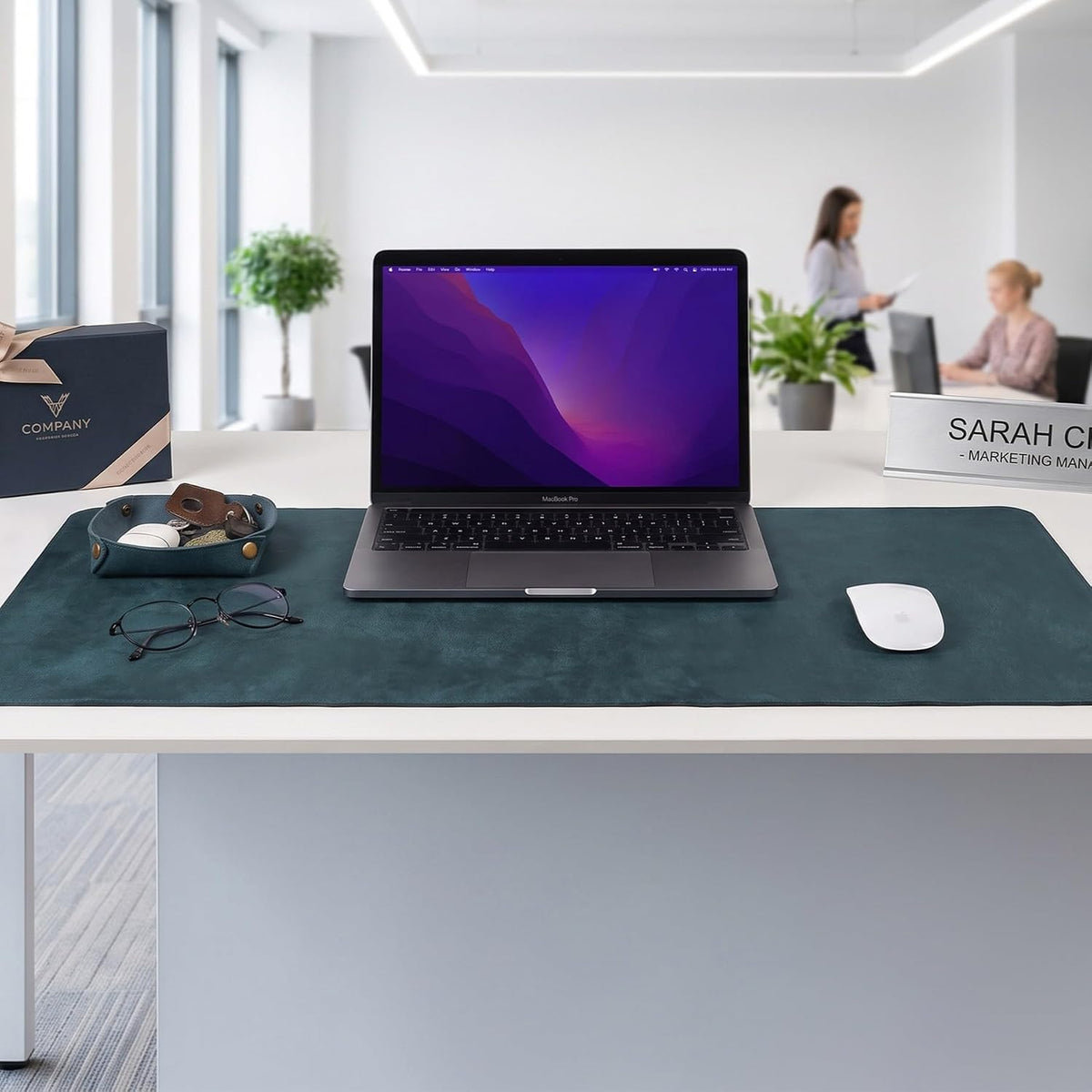 Real Leather Desk Pad Thick Double Layer Desk Mat Cognac.
