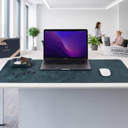 Real Leather Desk Pad Thick Double Layer Desk Mat Cognac.
