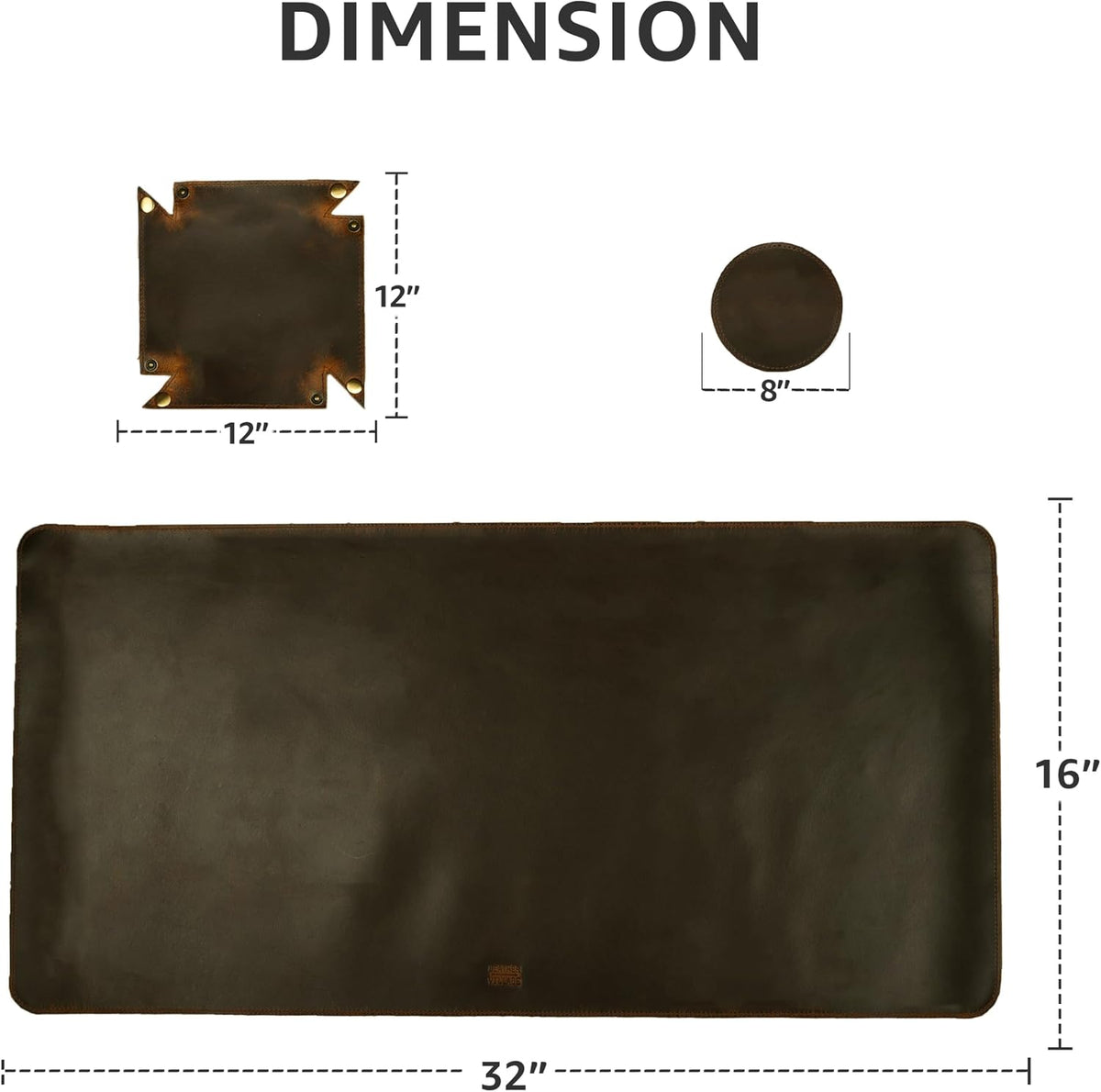Real Leather Desk Pad Thick Double Layer Desk Mat Cognac.