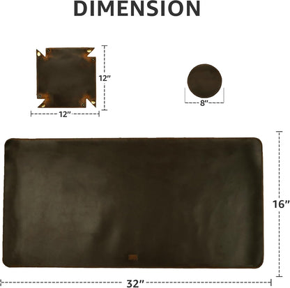 Real Leather Desk Pad Thick Double Layer Desk Mat Cognac.