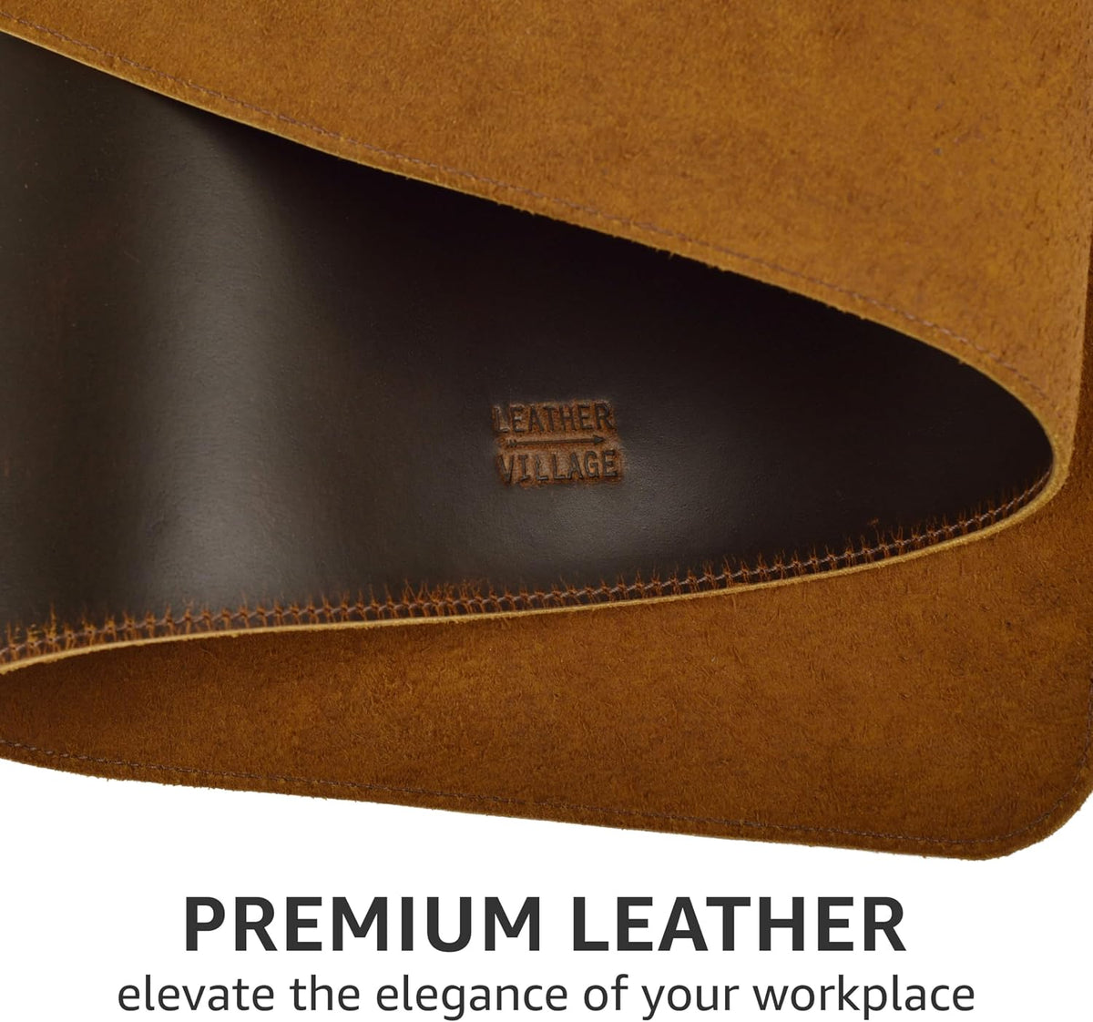 Real Leather Desk Pad Thick Double Layer Desk Mat Cognac.