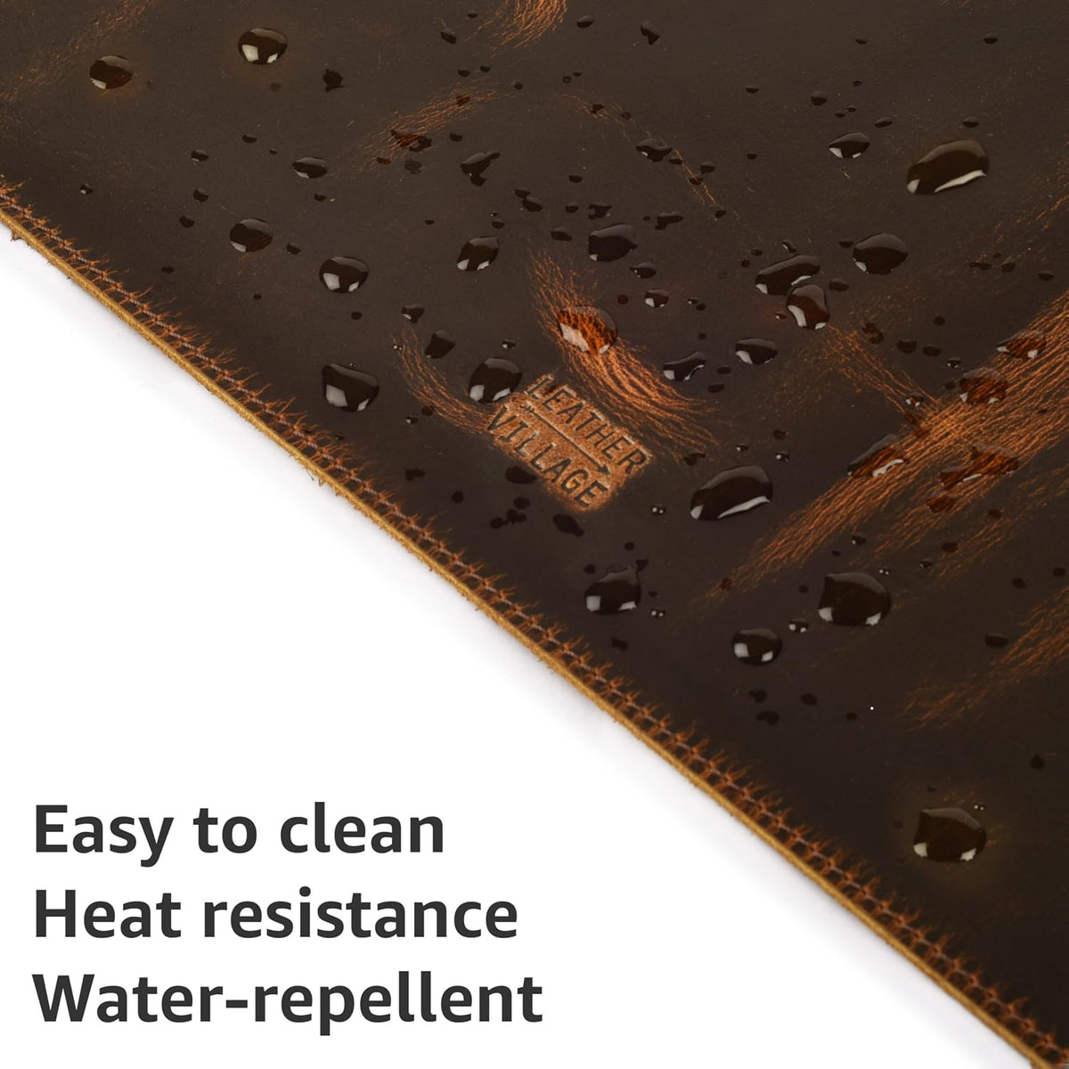 Real Leather Desk Pad Thick Double Layer Desk Mat Cognac.