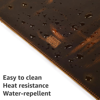 Real Leather Desk Pad Thick Double Layer Desk Mat Cognac.