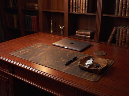 Real Leather Desk Pad Thick Double Layer Desk Mat Cognac.