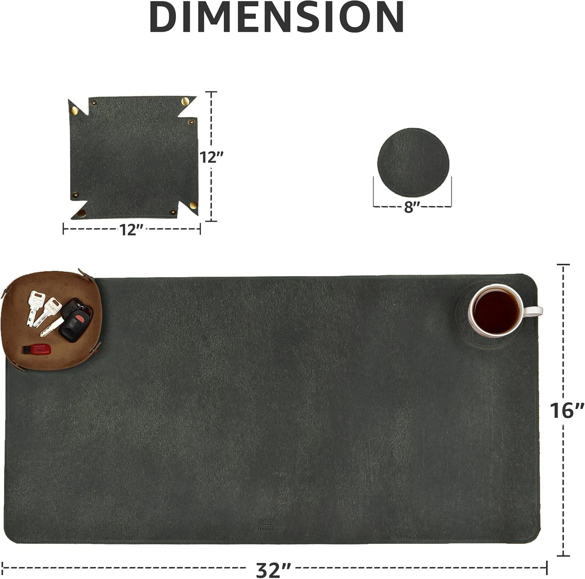 Real Leather Desk Pad Thick Double Layer Desk Mat Cognac.