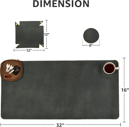 Real Leather Desk Pad Thick Double Layer Desk Mat Cognac.