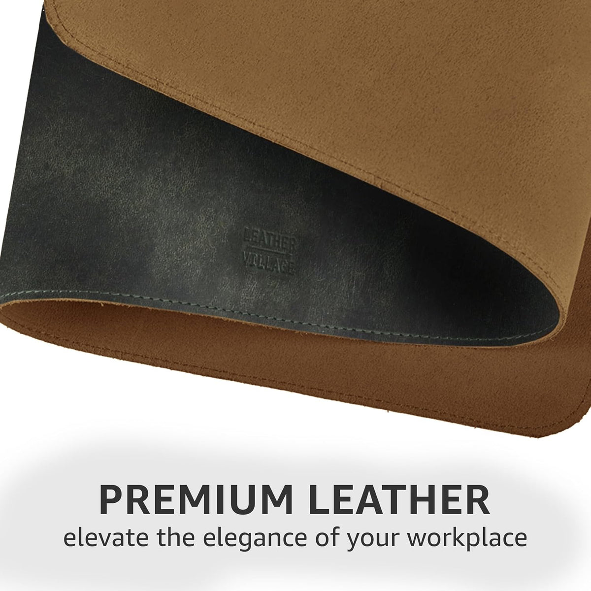 Real Leather Desk Pad Thick Double Layer Desk Mat Cognac.