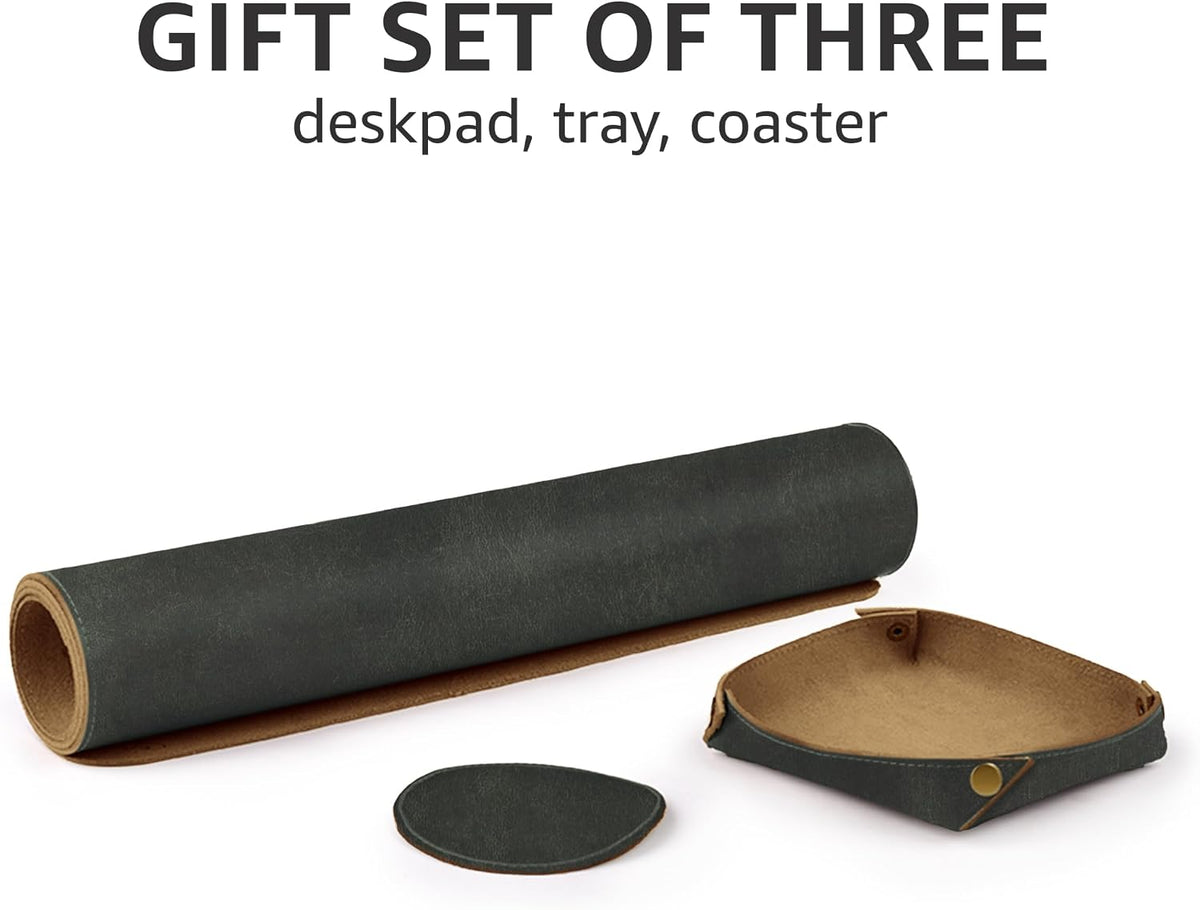 Real Leather Desk Pad Thick Double Layer Desk Mat Cognac.