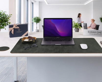 Real Leather Desk Pad Thick Double Layer Desk Mat Cognac.