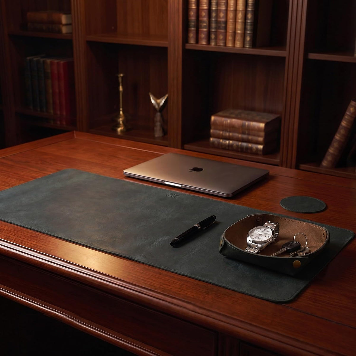 Real Leather Desk Pad Thick Double Layer Desk Mat Cognac.