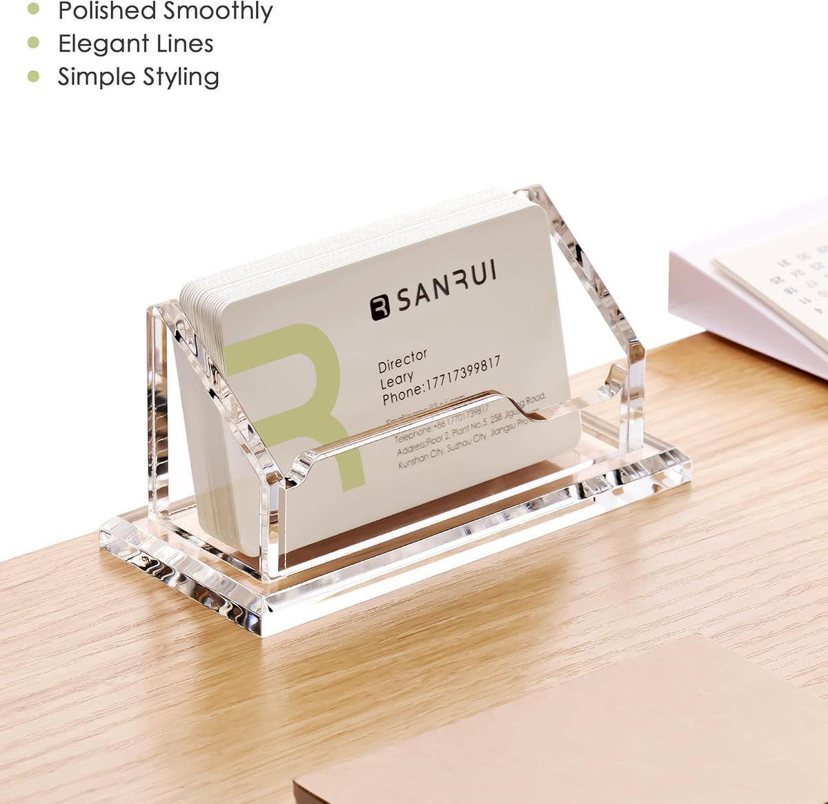 Acrylic Business Card Holder for Desk, Holds 60 Cards, Clear