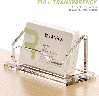 Acrylic Business Card Holder for Desk, Holds 60 Cards, Clear