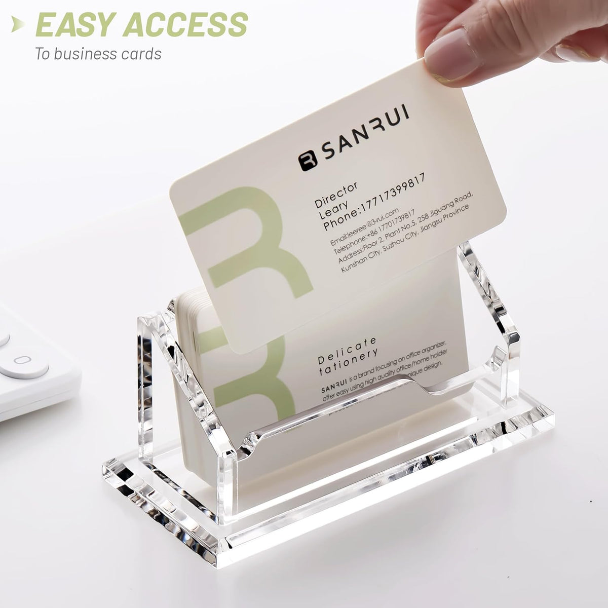 Acrylic Business Card Holder for Desk, Holds 60 Cards, Clear