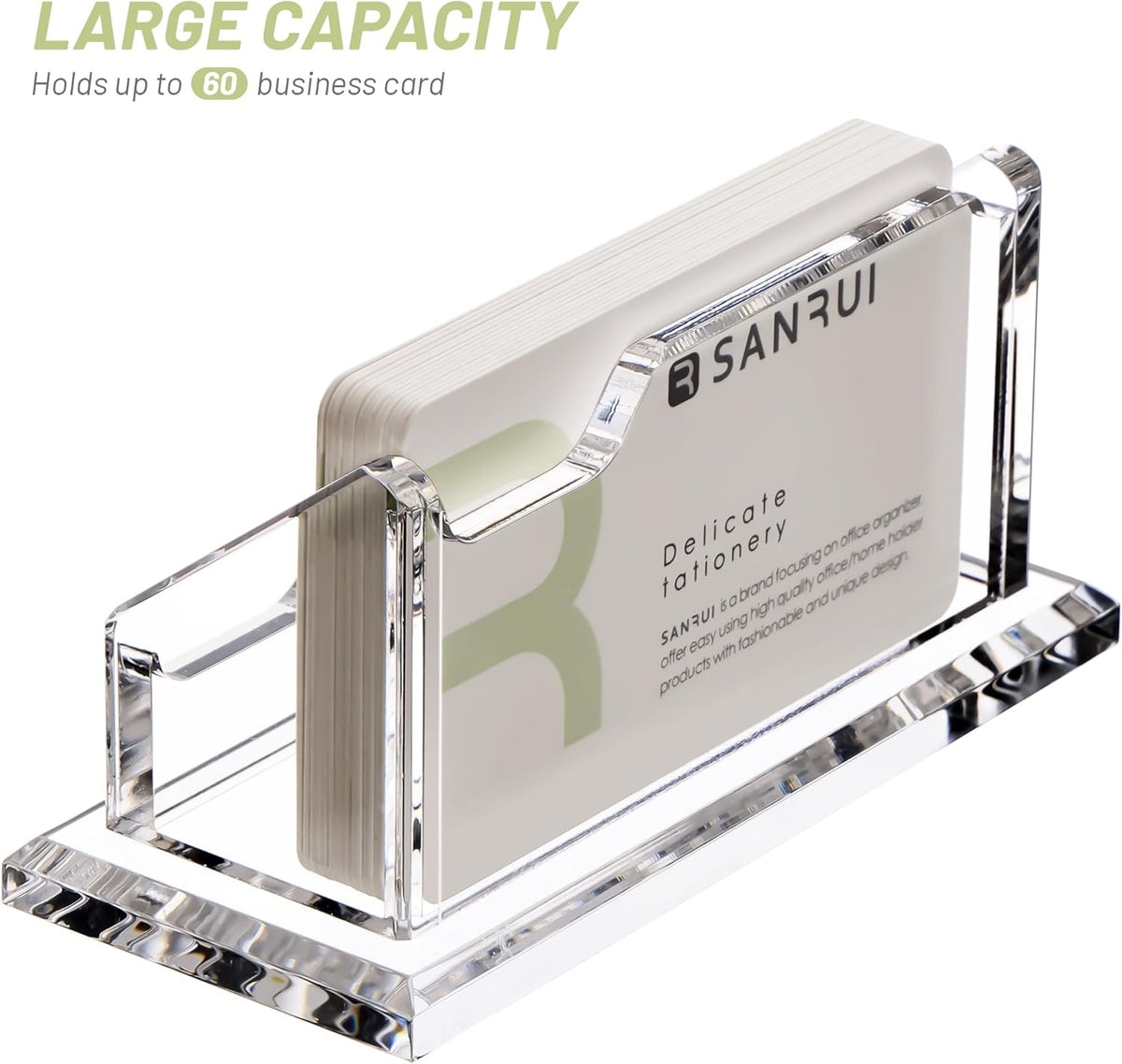 Acrylic Business Card Holder for Desk, Holds 60 Cards, Clear
