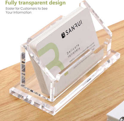 Acrylic Business Card Holder for Desk, Holds 60 Cards, Clear