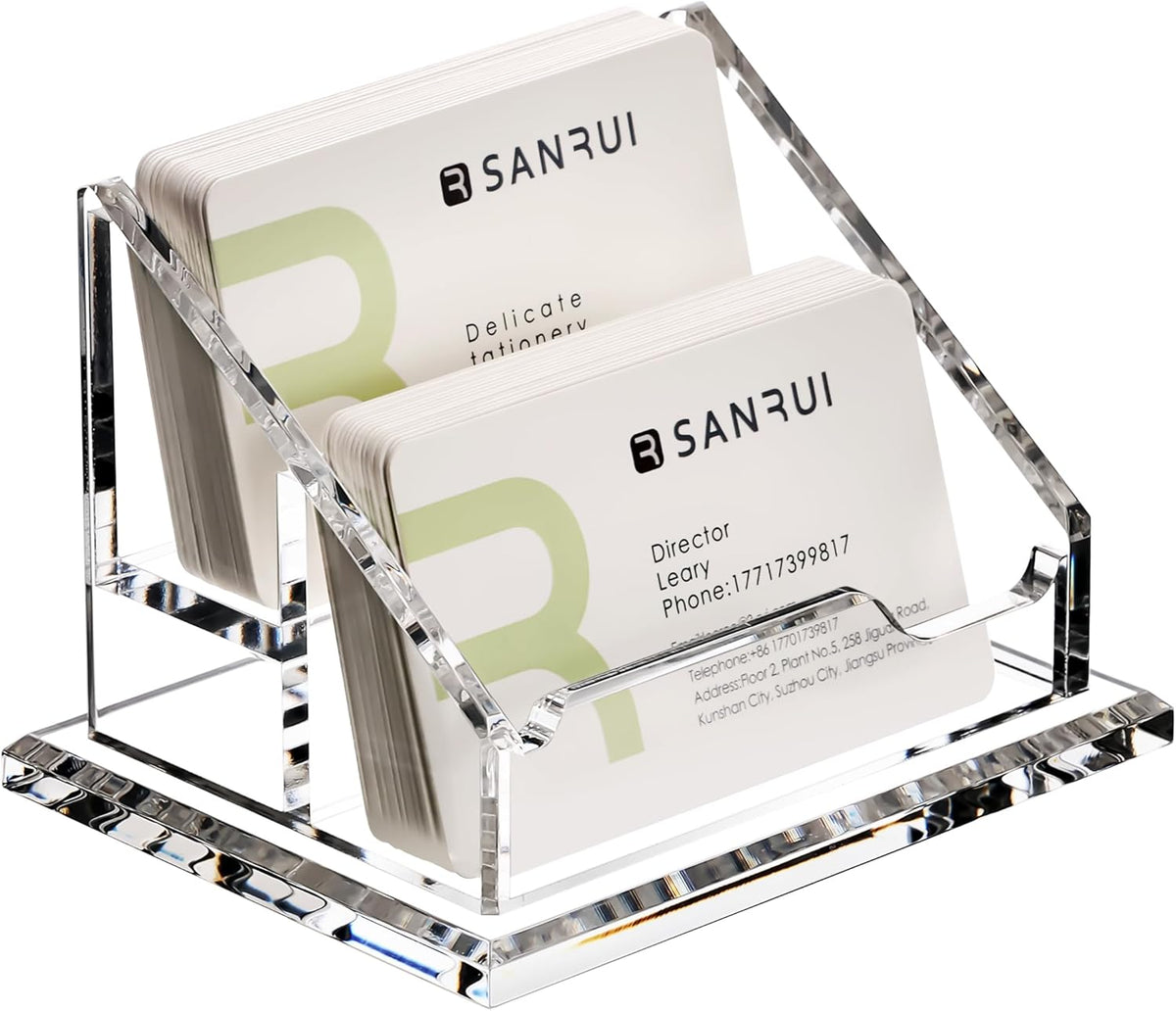 Acrylic Business Card Holder for Desk, Holds 60 Cards, Clear