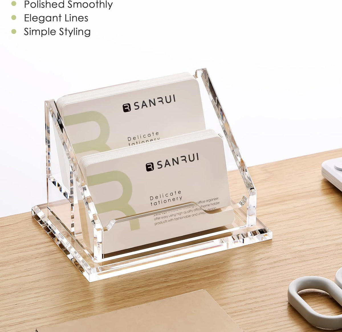 Acrylic Business Card Holder for Desk, Holds 60 Cards, Clear