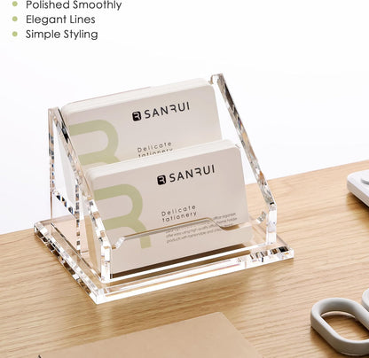 Acrylic Business Card Holder for Desk, Holds 60 Cards, Clear