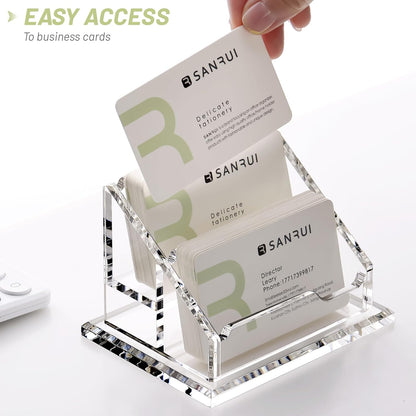 Acrylic Business Card Holder for Desk, Holds 60 Cards, Clear