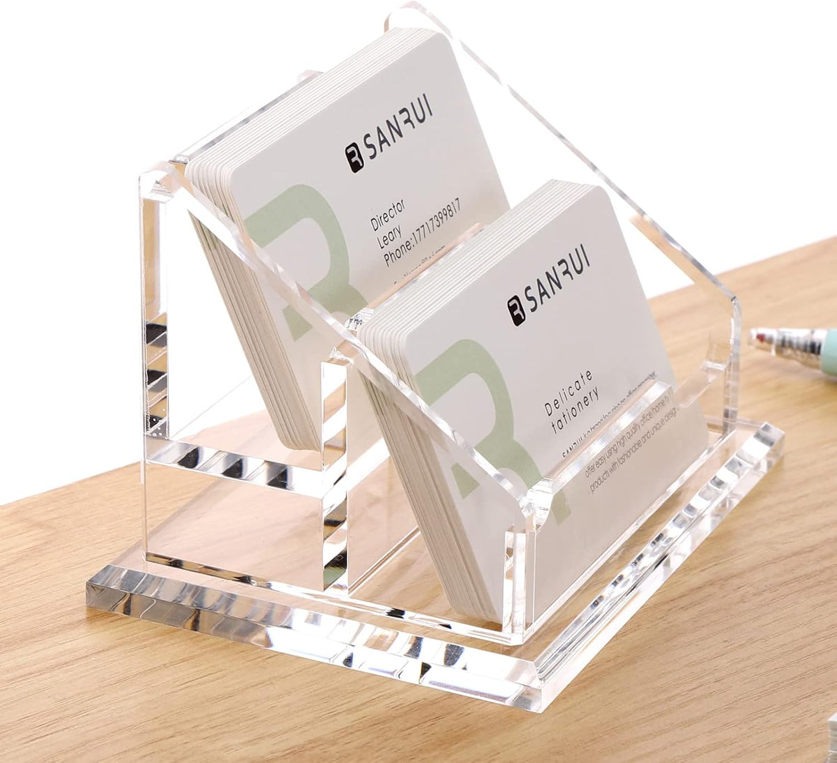 Acrylic Business Card Holder for Desk, Holds 60 Cards, Clear