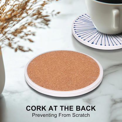 Absorbent Coasters Set of 6 Round Ceramic Coasters with Holder