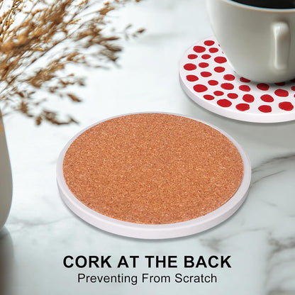 Absorbent Coasters Set of 6 Round Ceramic Coasters with Holder