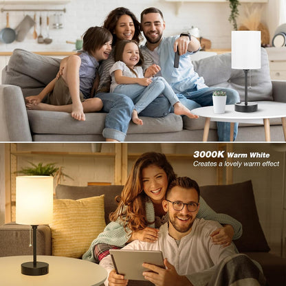 Dicoool Bedside Table Lamp for Bedroom - Small Desk Lamp with USB Ports
