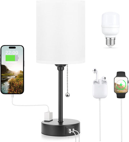 Dicoool Bedside Table Lamp for Bedroom - Small Desk Lamp with USB Ports