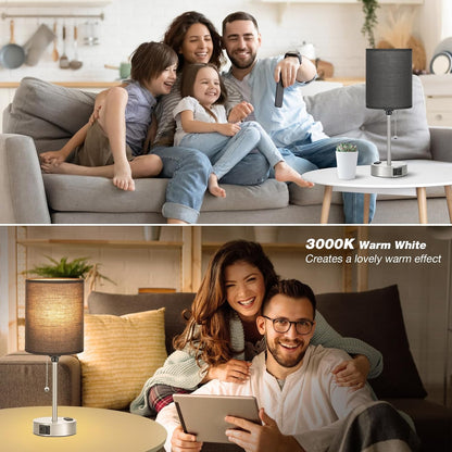Dicoool Bedside Table Lamp for Bedroom - Small Desk Lamp with USB Ports