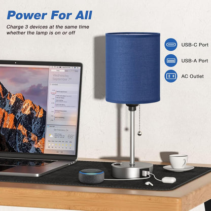 Dicoool Bedside Table Lamp for Bedroom - Small Desk Lamp with USB Ports